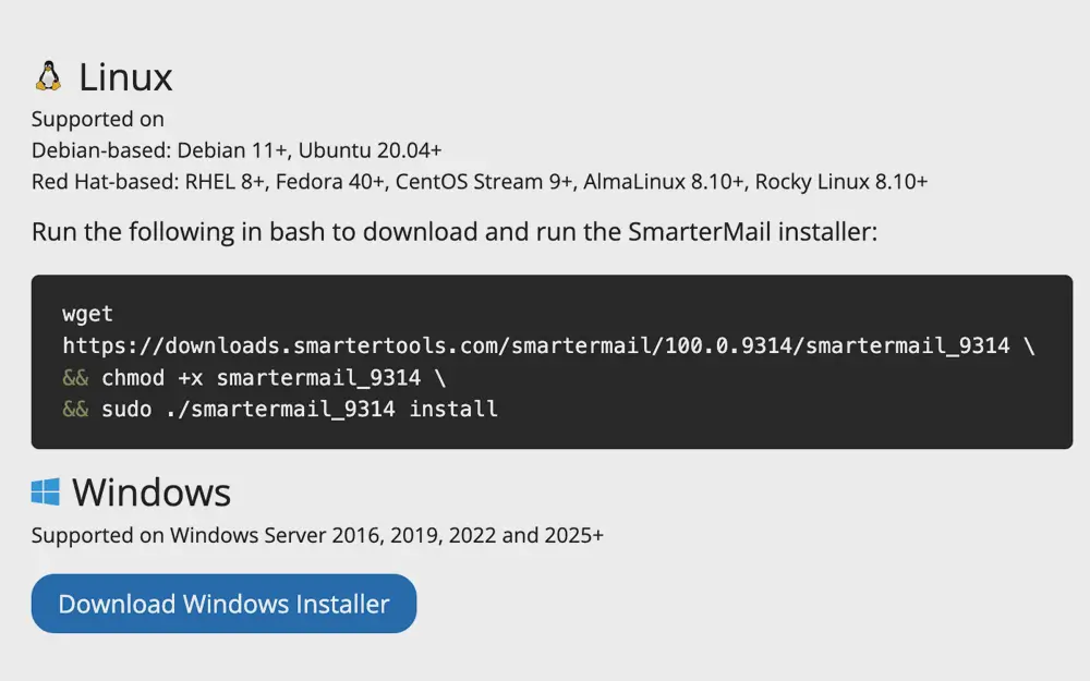 SmarterMail compatibility with Linux and Windows operating systems for flexible mail server deployment