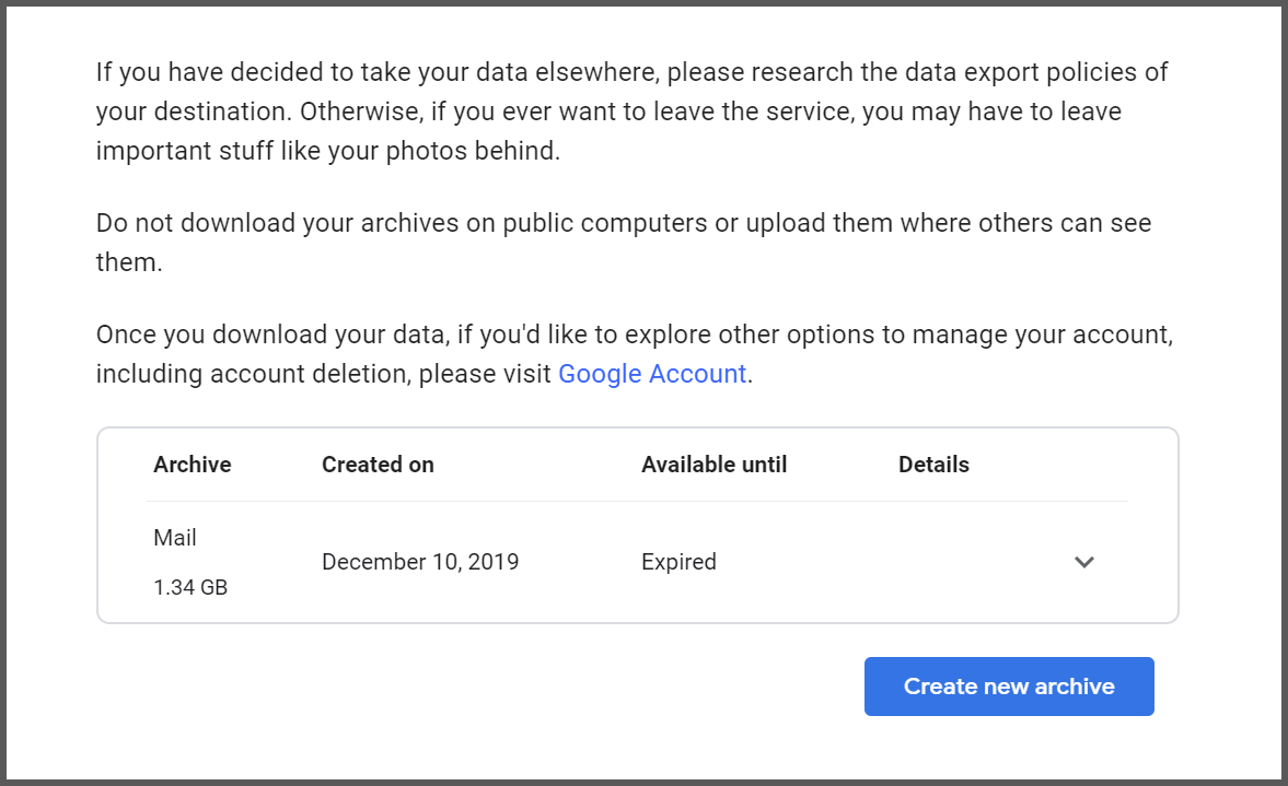 Google's API warning
