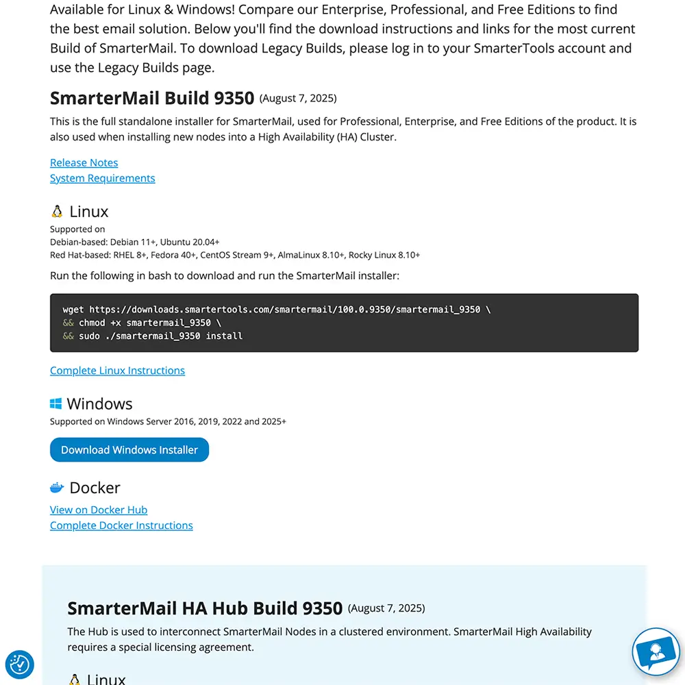 Terminal window showing SmarterMail installation commands and setup on Ubuntu Linux server